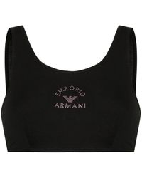 Emporio Armani - Reggiseno con logo di strass - Lyst