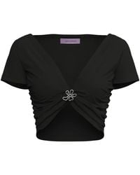 MACCAPANI - Angela Gathered-Detail Cropped Top - Lyst