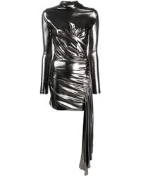 Blumarine - Draped Metallic Long-Sleeve Dress - Lyst