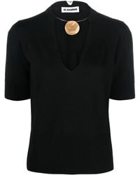 Jil Sander - Choker-Neck Short-Sleeve Top - Lyst
