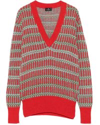 Etro - Geometric-Pattern V-Neck Sweater - Lyst