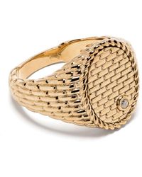 Yvonne Léon - 9kt Yellow Gold Chevalière Ovale Cannage Signet Ring - Lyst