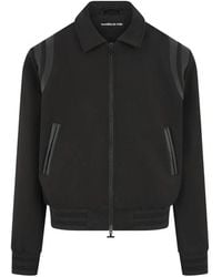 Manière De Voir - Leather Panelled Varsity Jacket - Lyst