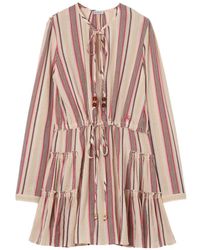 Burberry - Striped Cotton Voile Dress - Lyst
