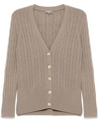 N.Peal Cashmere - Clara Cable V Neck Cardigan - Lyst