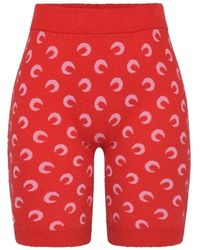 Marine Serre - Moon Printed Jacquard Bouclette Mini Shorts Organic Cotton - Lyst