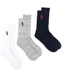 Polo Ralph Lauren - Embroidered Socks (Set Of Three) - Lyst