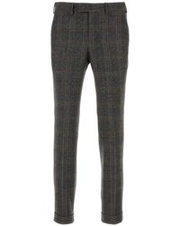 PT Torino - Checked Mid-Rise Tapered Trousers - Lyst