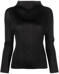 Pleats Please Issey Miyake - Top plissé à col montant - Lyst