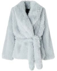 Pinko - Faux Fur Blouson Jacket With Belt - Lyst