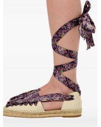 Balenciaga - Floral-Print Lace-Up Espadrilles - Lyst