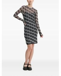 HUGO - All-Over Logo Mesh Mini Dress - Lyst