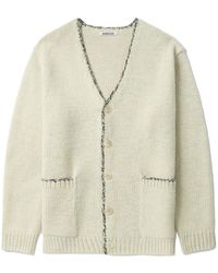 AURALEE - Contrasting-trim Knitted Cardigan - Lyst