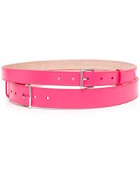 Alexander McQueen - Double Belt In Smooth Fluo Pink Leather - Lyst