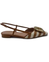 Roberto Festa - Mimma Striped Toe-Embellished Flat Pumps - Lyst