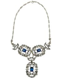JENNIFER GIBSON JEWELLERY - Vintage Castlecliffe Renaissance Sterling &Amp; Sapphire Paste Necklace 1940S - Lyst