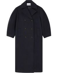 Ganni - Balloon-Sleeves Double-Breasted Coat - Lyst