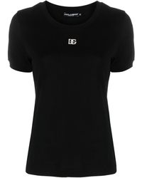 Dolce & Gabbana - T-shirt Verfraaid Met Kristallen - Lyst