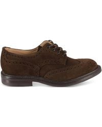 Tricker's - Perforated-Suede Derby Shoes - Lyst
