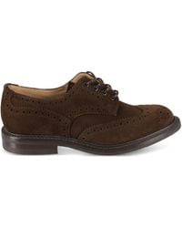 Tricker's - Suède Derby Schoenen Met Geperforeerd Details - Lyst