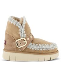 Mou - Eskimo Bounce Buckled Crochet-Trim Boots - Lyst