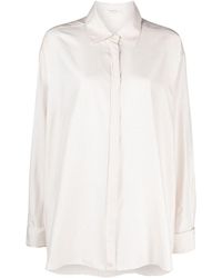 The Row - Neutral Nomoon Pinstripe Silk Shirt - Lyst