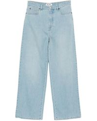 Miu Miu - Logo-Embroidered Wide-Leg Jeans - Lyst