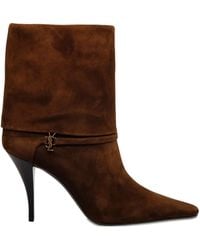 Saint Laurent - 85Mm Logo-Plaque Heeled Boots - Lyst