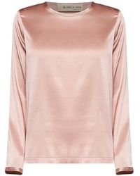 Blanca Vita - Raw-Edge Long-Sleeve Top - Lyst
