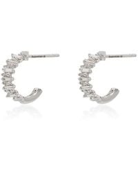 Suzanne Kalan - 18Kt Classic Zigzag Mini Diamond Hoop Earrings - Lyst