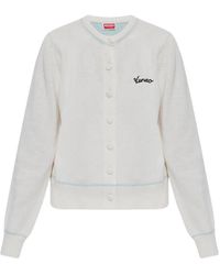 KENZO - Embroidered-Logo Knit Cardigan - Lyst