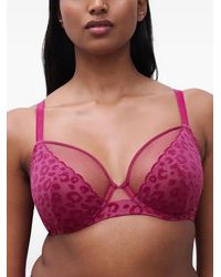 Chantelle - Leopard-Print Mesh-Panel Bra - Lyst