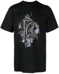 Roberto Cavalli - Mirror Snake-Print T-Shirt - Lyst