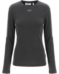 Off-White c/o Virgil Abloh - Ribbed-Knit Logo-Embroidered Top - Lyst