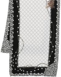 Liu Jo - Leopard-Print Pearl-Embellished Scarf - Lyst