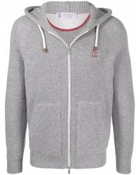 Brunello Cucinelli - Gerippte Jacke Mit Logo-Stickerei - Lyst