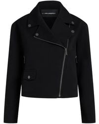 KARL LAGERFELD - Zip-Up Biker Jacket - Lyst