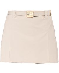 Miu Miu - Belted Cotton Miniskirt - Lyst