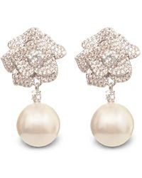 Self-Portrait - Mini Crystal-Embellished Flower-Drop Earrings - Lyst