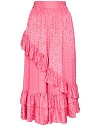 BATSHEVA - Diagonal Ruffle Midi Skirt - Lyst