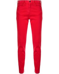 Emporio Armani Pantalones pitillo de talle bajo - Rojo