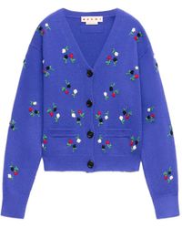 Marni - Cardigan Con Maniche A Palloncino E Ricamo - Lyst