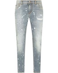 Dolce & Gabbana - Jeans dritti effetto vissuto - Lyst