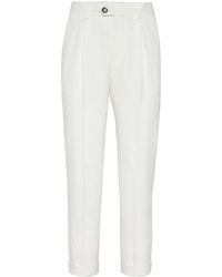 Brunello Cucinelli - Pleat-detailing Linen Tapered Trousers - Lyst