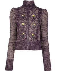 Cormio - Emma Floral-embroidered Zip-up Cardigan - Lyst