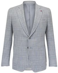 Isaia - Check-Pattern Notched-Lapel Blazer - Lyst
