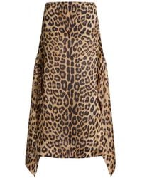 Alberta Ferretti - Leopard Print Asymmetrical Skirt With Edgy Hemline - Lyst