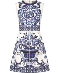 Dolce & Gabbana Majolica-print Brocade Mini Dress - Blue