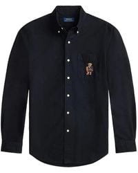 Polo Ralph Lauren - Camicia Oxford Custom Fit Polo Bear Con Finitura Spazzolata E Tasca - Lyst