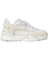 Fendi - Leather Lace-Up Sneakers - Lyst